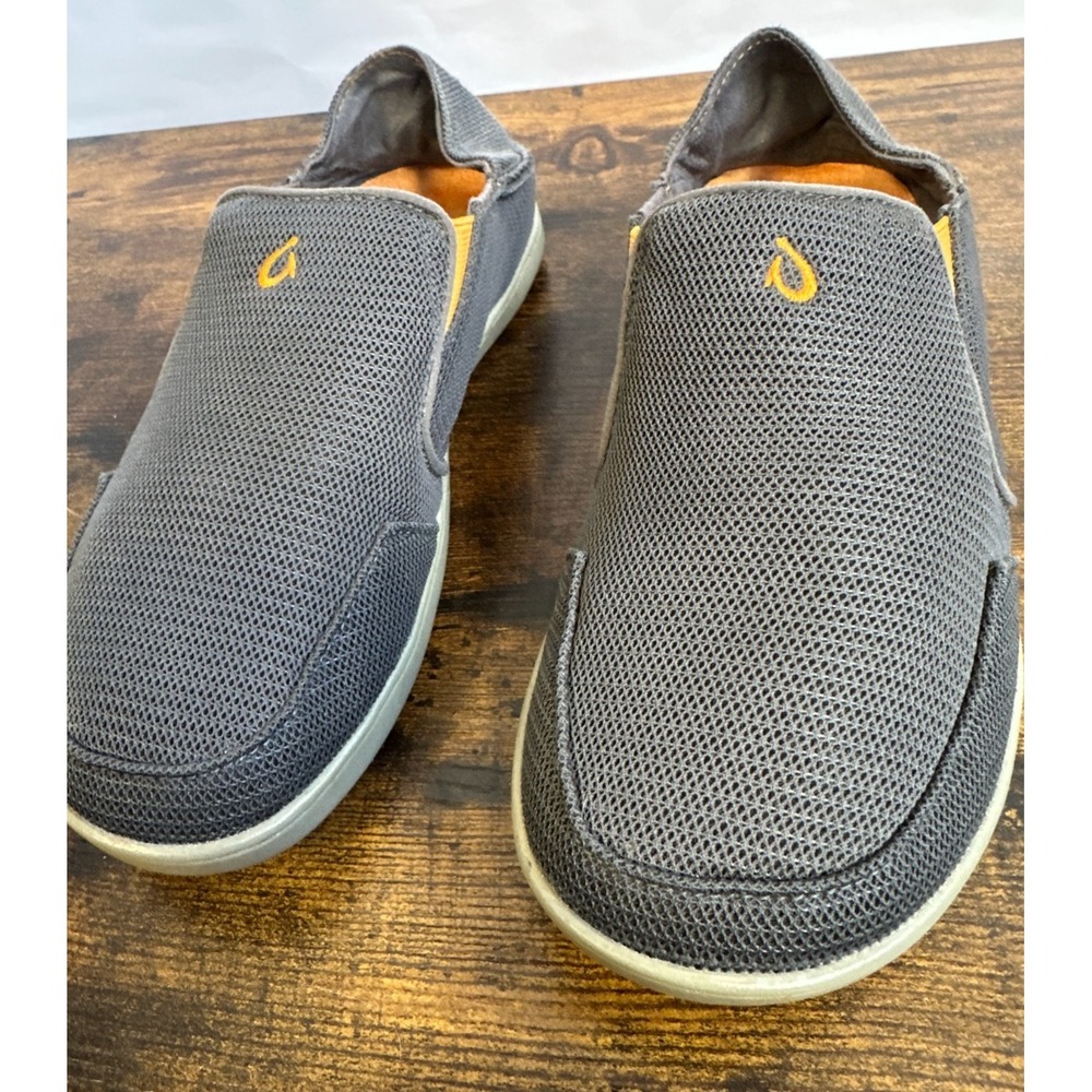 OluKai Nohea Mesh Mens 8 Dark Shadow Grey Slip On Shoes Drop-In Heel 10188-4H4H - Picture 3 of 16